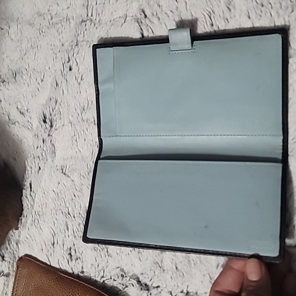 COACH BLACK CANVAS LEATHER TRIM BI-FOLD CHECK BOOK WALLET - Picture 2 of 4